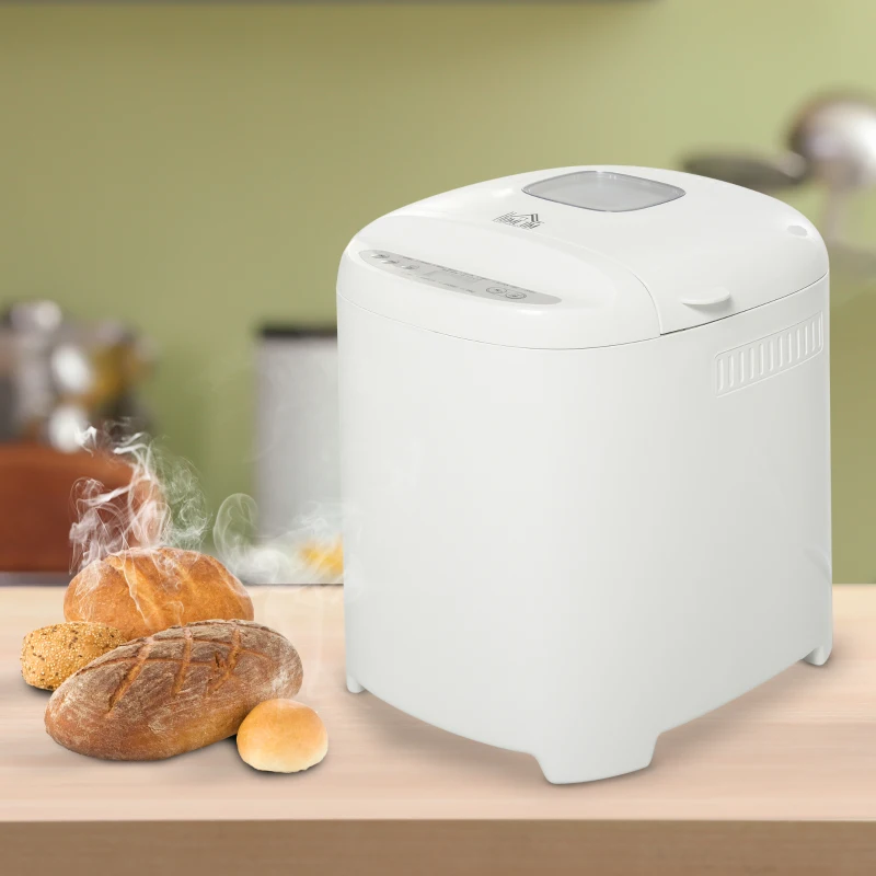 HOMCOM 2Lb Bread Maker, Non-Stick Bread Machine with Gluten Free Setting, 11 Menu, 2 Loaf Sizes, 3 Crust Colors, 13h Delay Timer, 1h Warming Function, 500W