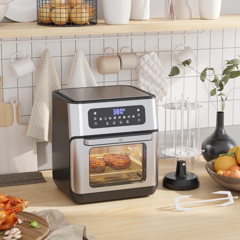HOMCOM 10.5 Quart Air Fryer Oven with 8 Preset Cooking Menus, 1500W Air Fryer Toaster Oven, Countertop Convection Oven with 9 Accessories, Non-Stick Coating, Digital LED Screen