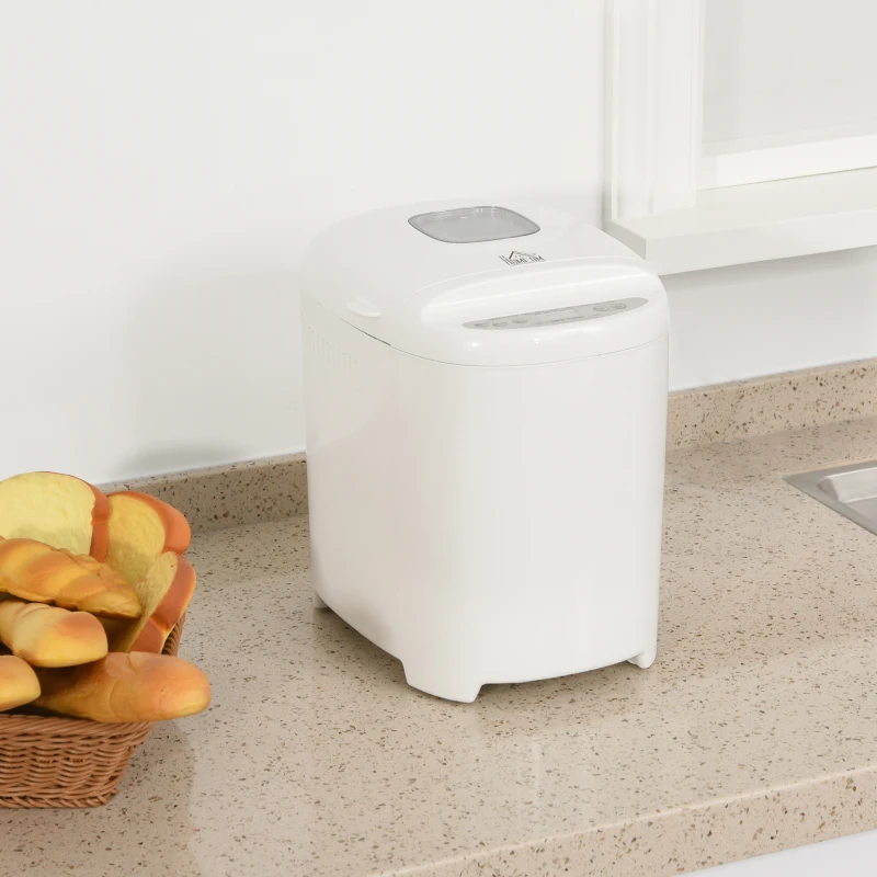 HOMCOM 2Lb Bread Maker, Non-Stick Bread Machine with Gluten Free Setting, 11 Menu, 2 Loaf Sizes, 3 Crust Colors, 13h Delay Timer, 1h Warming Function, 500W