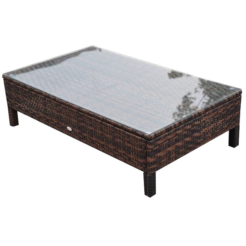 Outsunny Patio Furniture Set, 9 Piece Outdoor Sectional Sofa, All-Weather PE Rattan Wicker Conversation Set with Chairs, Ottoman, Loveseat, Coffee & Side Table, Cushions