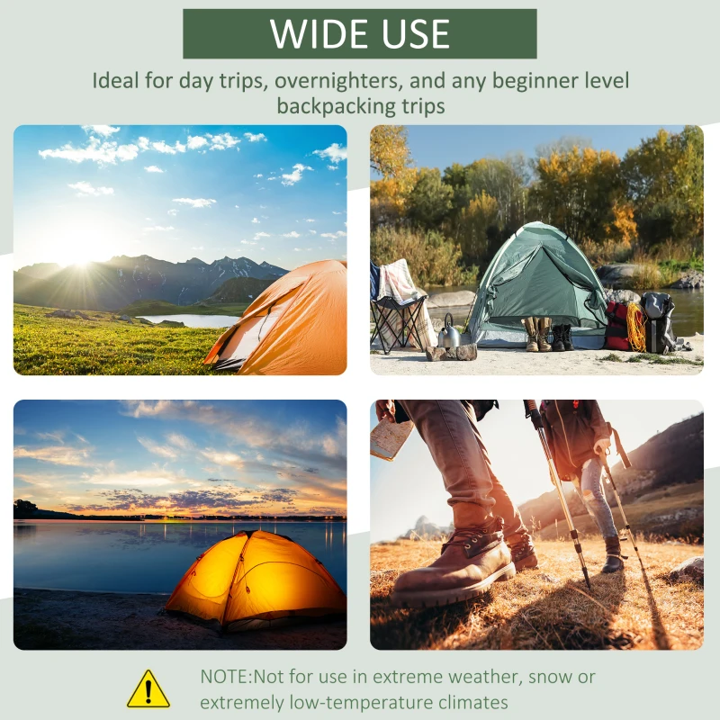 Outsunny 2 Person Camping Tent Dome Tent with Waterproof Polyester Rain Cover, 4 Mesh Windows for Air, & Carry Bag
