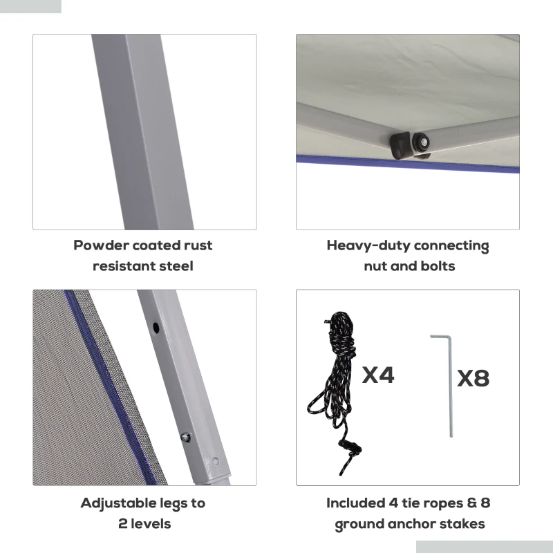 Outsunny 10'x10' Easy Pop Up Gazebo, Portable Foldable Canopy Tent with Carrying Bag for Outdoor Events, Blue