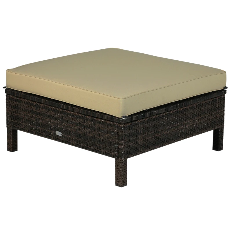 Outsunny Patio Furniture Set, 9 Piece Outdoor Sectional Sofa, All-Weather PE Rattan Wicker Conversation Set with Chairs, Ottoman, Loveseat, Coffee & Side Table, Cushions