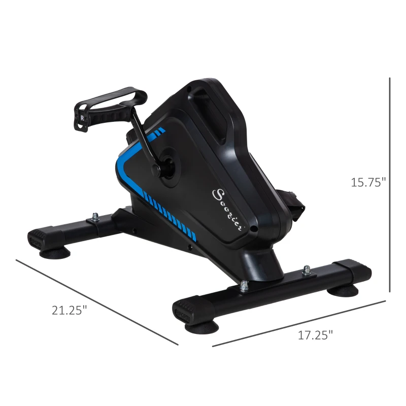 Soozier Under Desk Bike Pedal Exerciser Magnetic Mini Exercise Bike 5 Levels Adjustable Resistance Rehabilitation with LCD Display for Home/Office, Blue/Black