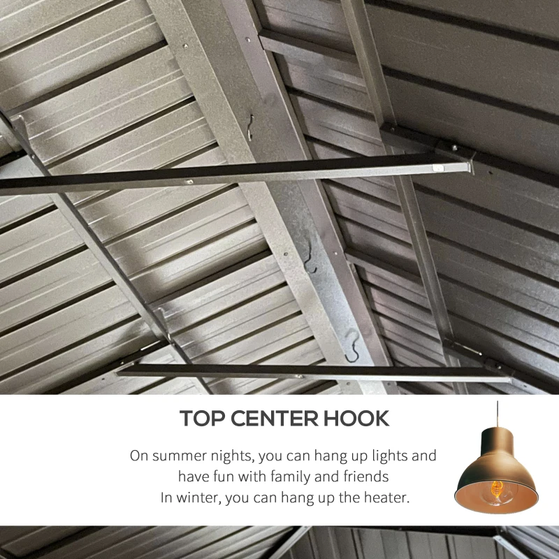 Outsunny Luxury Hardtop Patio Gazebo, 20'x12', 2-Tier Galvanized Steel Roof, Elegant Coffee Finish