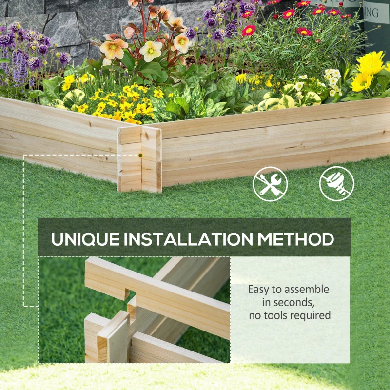 Outsunny 39'' x 39'' Screwless Raised Garden Bed Wooden Planter Box Herb Garden