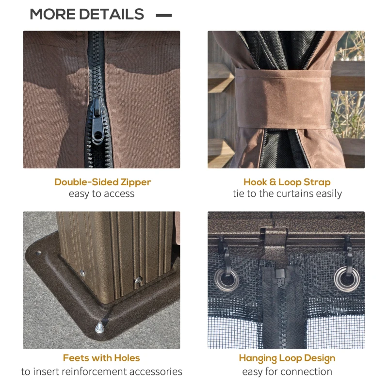 Outsunny Luxury Hardtop Patio Gazebo, 20'x12', 2-Tier Galvanized Steel Roof, Elegant Coffee Finish