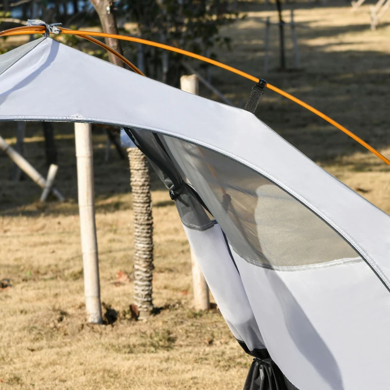 Outsunny 2 Person Camping Tent Dome Tent with Waterproof Polyester Rain Cover, 4 Mesh Windows for Air, & Carry Bag