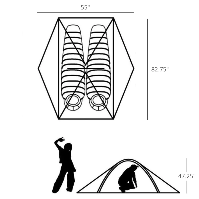 Outsunny 2 Person Camping Tent Dome Tent with Waterproof Polyester Rain Cover, 4 Mesh Windows for Air, & Carry Bag
