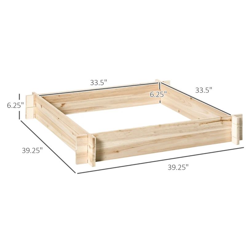 Outsunny 39'' x 39'' Screwless Raised Garden Bed Wooden Planter Box Herb Garden