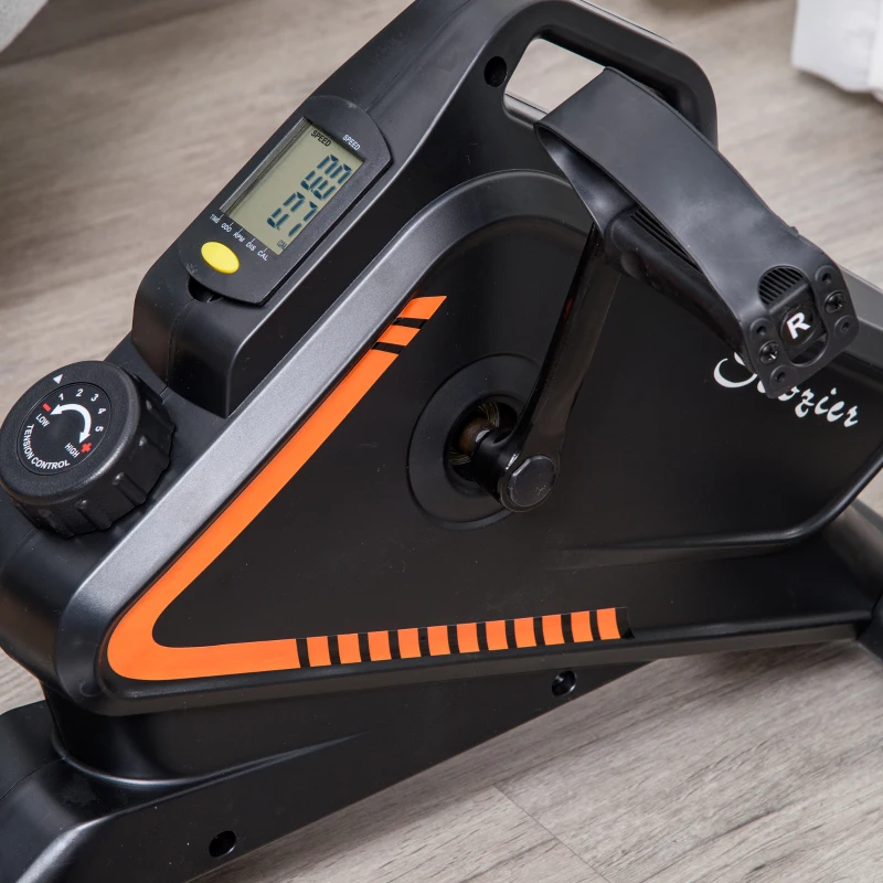 Soozier Under Desk Bike Pedal Exerciser Magnetic Mini Exercise Bike 5 Levels Adjustable Resistance Rehabilitation with LCD Display for Home/Office, Orange/Black