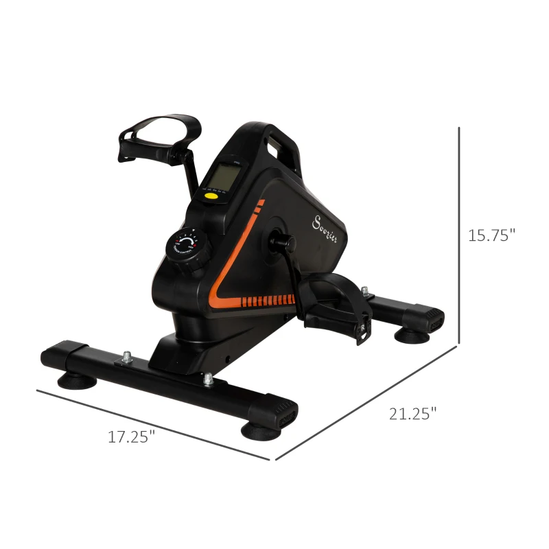 Soozier Under Desk Bike Pedal Exerciser Magnetic Mini Exercise Bike 5 Levels Adjustable Resistance Rehabilitation with LCD Display for Home/Office, Orange/Black