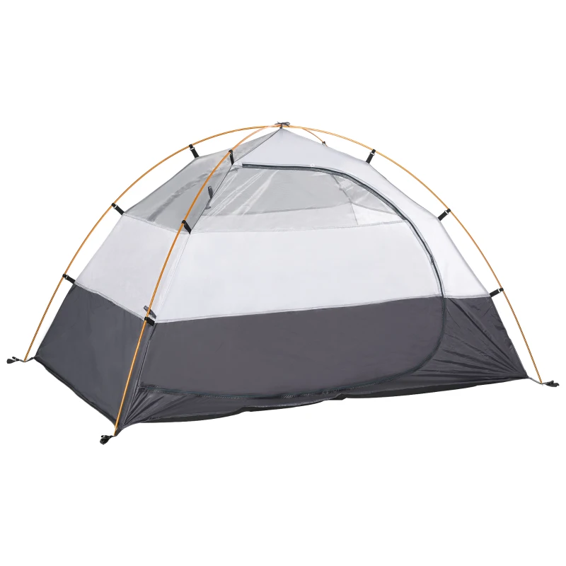 Outsunny 2 Person Camping Tent Dome Tent with Waterproof Polyester Rain Cover, 4 Mesh Windows for Air, & Carry Bag