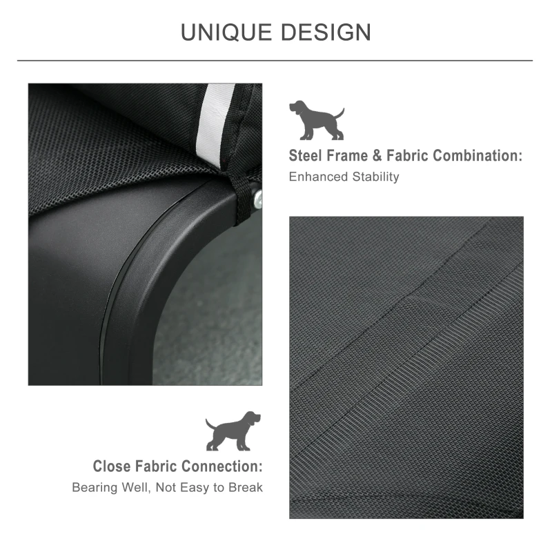 PawHut Elevated Dog Bed w/ Removable Pillow, Raised Pet Bed w/ Steel Frame & Breathable Mesh Fabric for Large Sized Dogs, Black