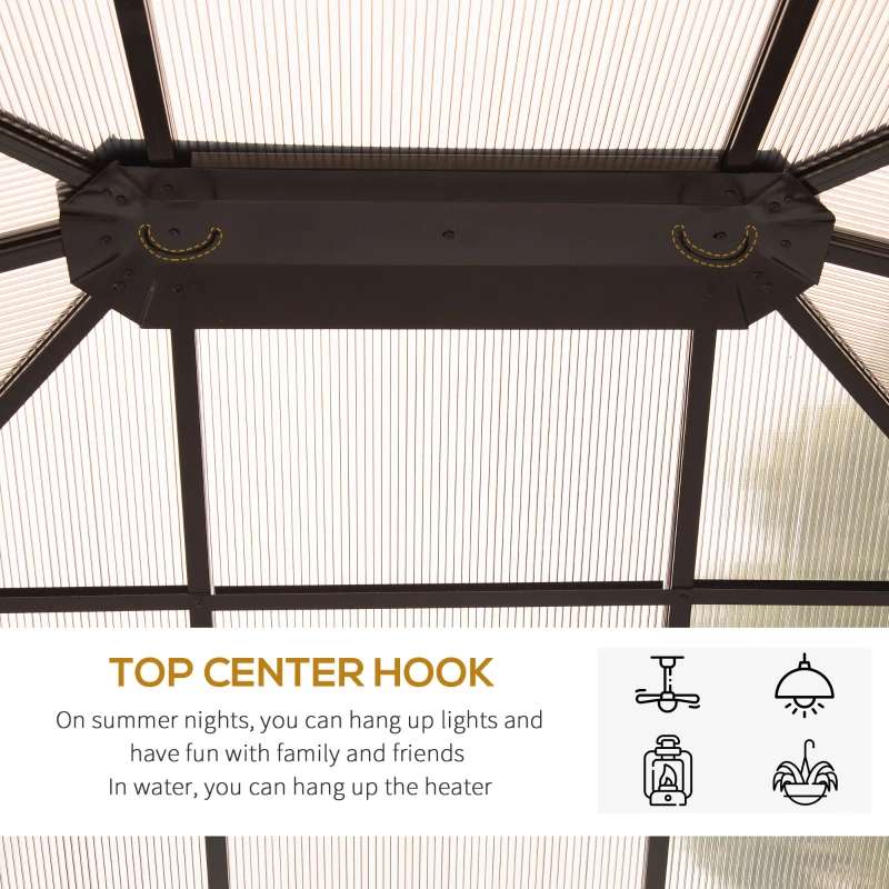 Outsunny 16' x 12' Hardtop Patio Gazebo, 2-Tier Galvanized Steel Roof, Grey - Elegant Shelter for Outdoor Living Spaces