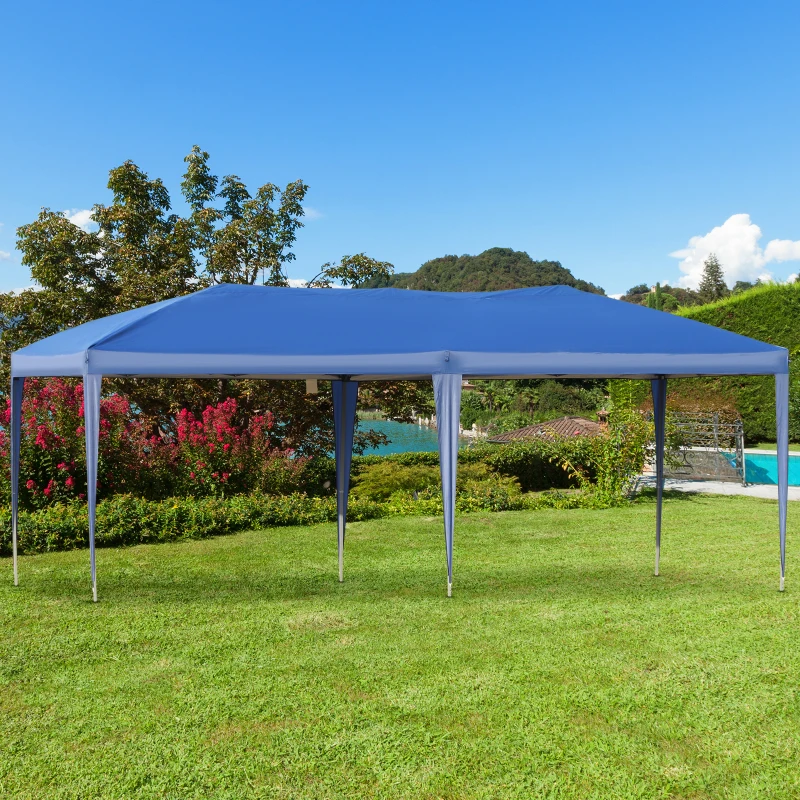 Outsunny 10' x 20' Pop Up Canopy, UV Fighting Roof, Carry Bag for Patio, Backyard, Beach, Garden, Blue