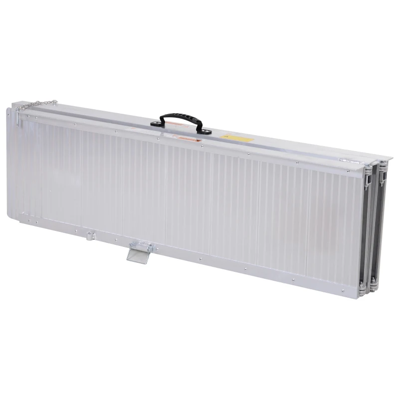 HOMCOM 10.2ft Wheelchair Ramp Foldable Portable Scooter Mobility Easy Access Carrier Ramp with Carrying Handle Aluminum Alloy