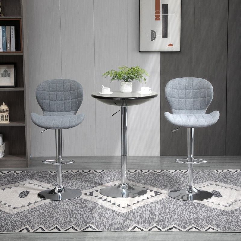 HOMCOM Round Cocktail Bar Table Metal Base Tall Bistro Pub Desk Adjust Counter Height