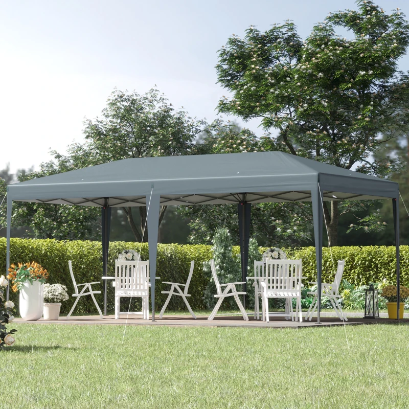 Outsunny 10' x 20' Outdoor Gazebo Pop Up Canopy Party Tent with Carrying Bag, Grey