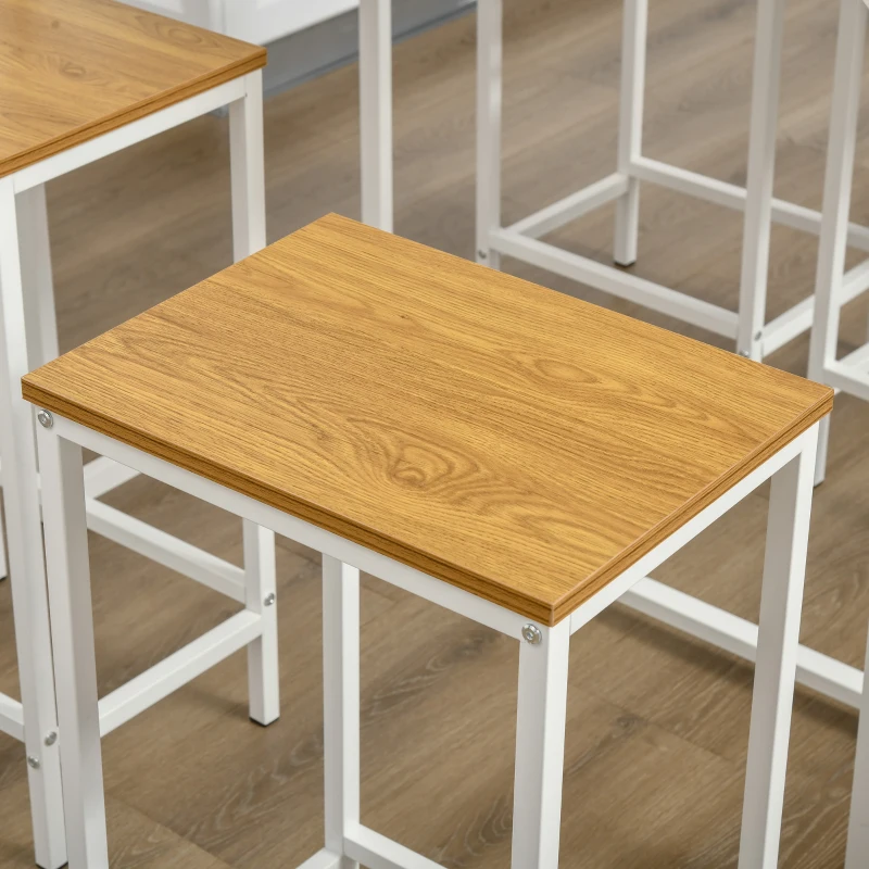 HOMCOM 5 Pieces Bar Table Set, Dining Table Set Breakfast Table with 4 Stools for Dining Room, Homc Kitchen, Oak