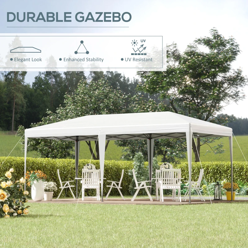 Outsunny 10' x 20' Pop Up Canopy Tent, Heavy Duty Tents for Parties, Outdoor Instant Gazebo Sun Shade Shelter with Carry Bag, for Catering, Events, Wedding, Backyard BBQ, White