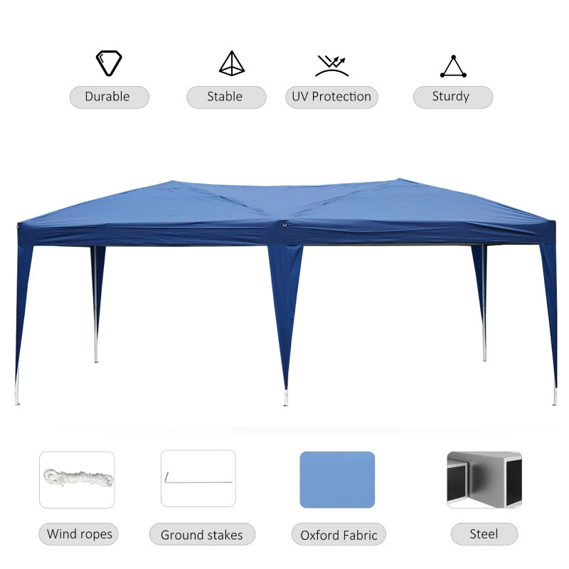 Outsunny 10' x 20' Outdoor Portable Pop-Up Instant Canopy Event Party Tent, Royal Blue
