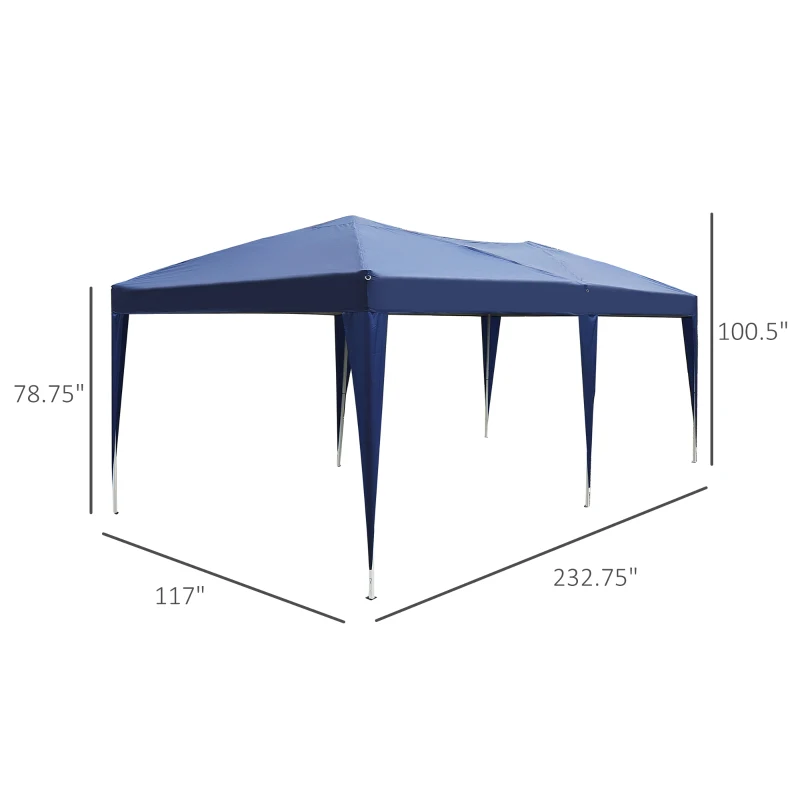 Outsunny 10' x 20' Outdoor Portable Pop-Up Instant Canopy Event Party Tent, Royal Blue