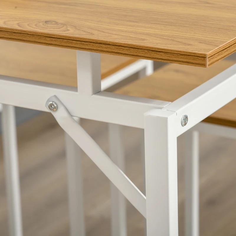 HOMCOM 5 Pieces Bar Table Set, Dining Table Set Breakfast Table with 4 Stools for Dining Room, Homc Kitchen, Oak