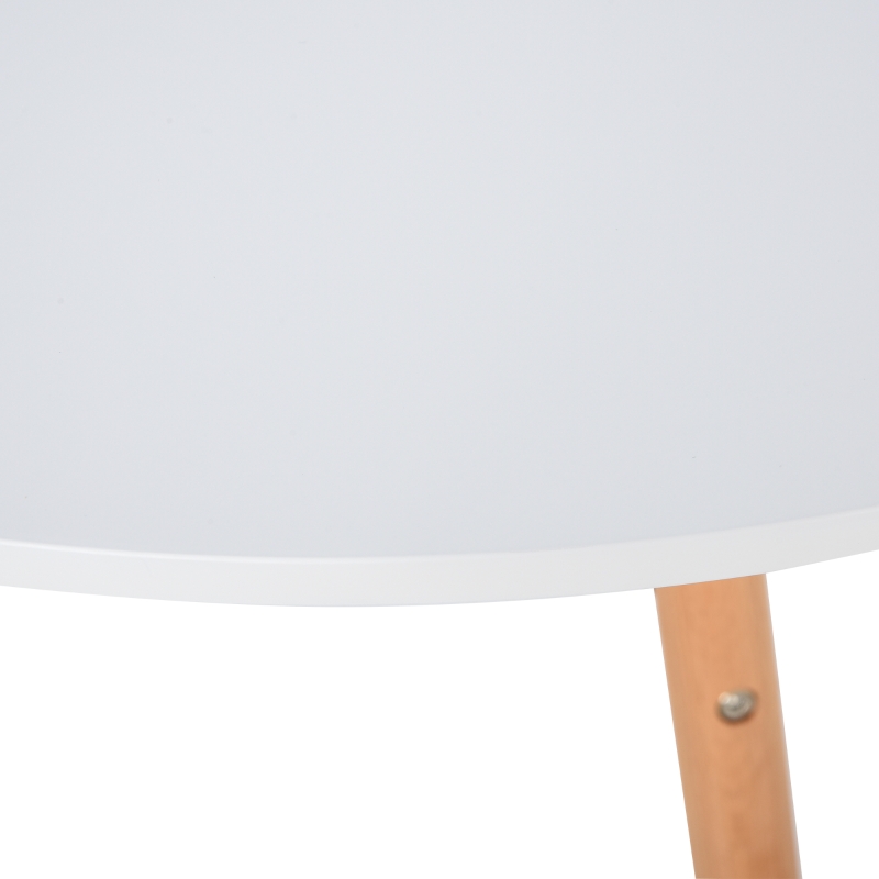 HOMCOM 31.5" Round Kitchen Dining Table Mid-Century Eiffel Style Space Saving Tea Table Wooden Leg for Living Room Office Conference, White