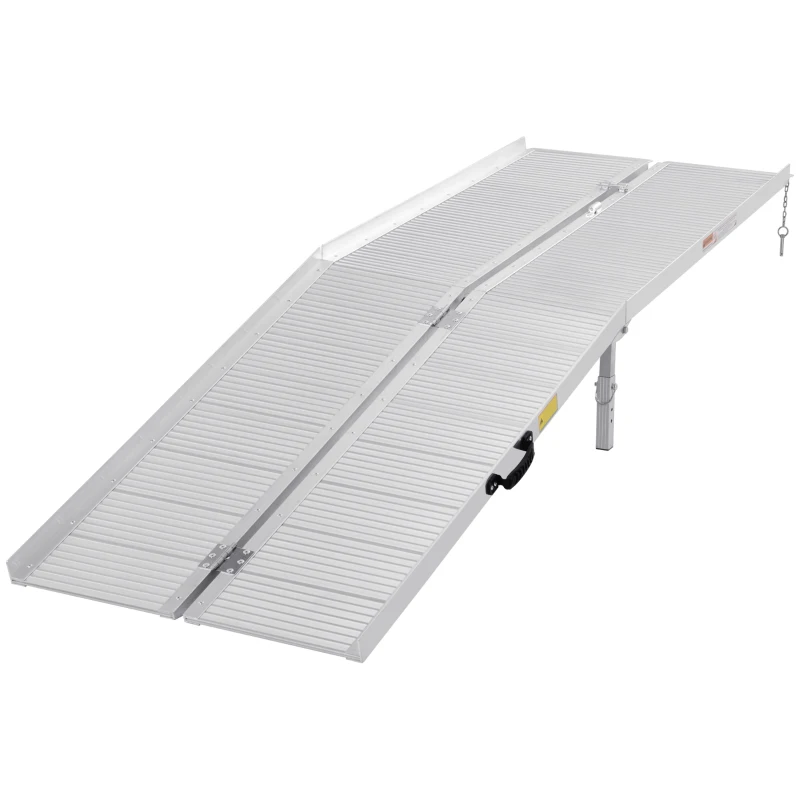 HOMCOM 8ft Wheelchair Ramp Foldable Portable Scooter Mobility Easy Access Carrier Ramp with Carrying Handle Aluminum Alloy