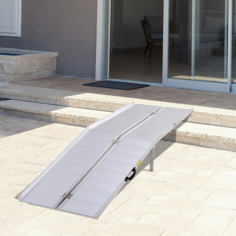 Homcom 10.2ft Foldable Portable Wheelchair Ramp Scooter Mobility Carrier Ramp, Aluminum Alloy