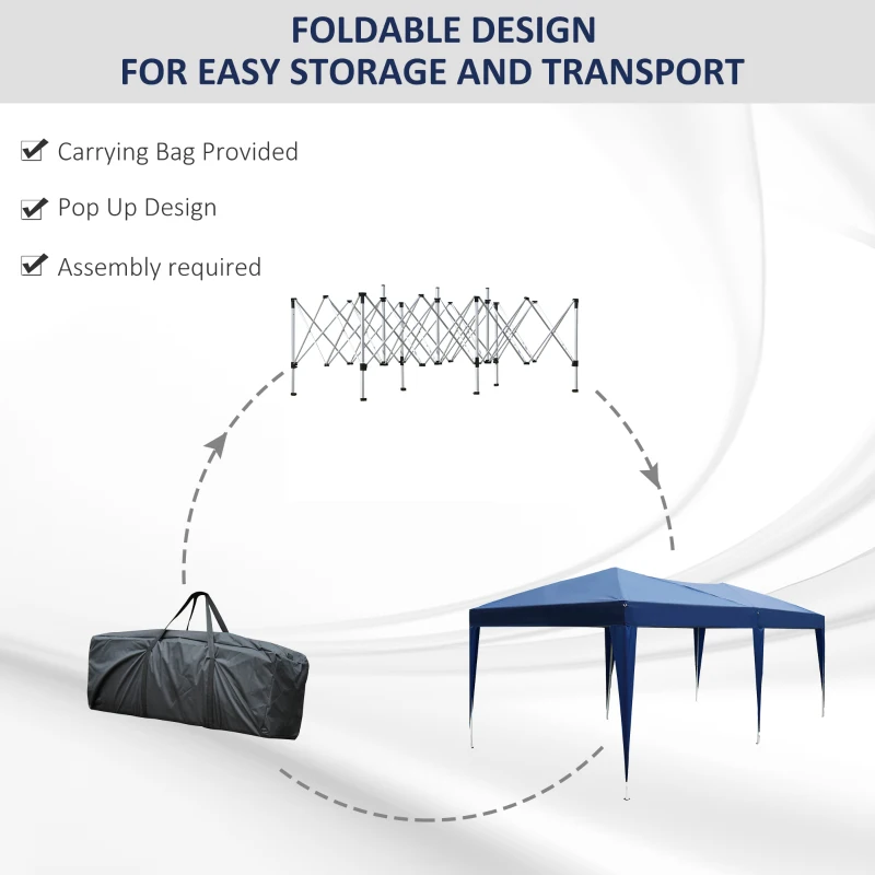 Outsunny 10' x 20' Outdoor Portable Pop-Up Instant Canopy Event Party Tent, Royal Blue