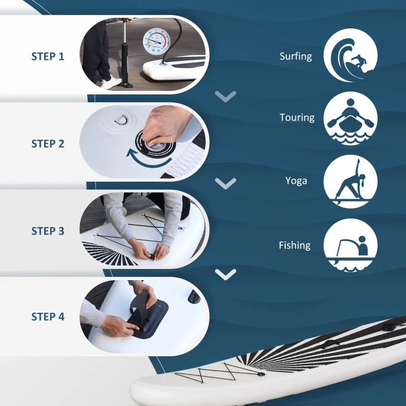 Soozier Inflatable Stand Up Paddle Board Ultra-Light Yoga SUP with Non-Slip Deck Pad, Premium Accessories, Waterproof Bag, Safety Leash and Hand Pump for Surfing, Touring and Fishing, Black