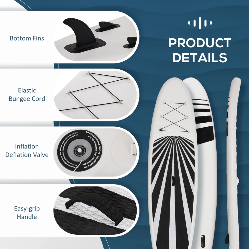 Soozier Inflatable Stand Up Paddle Board Ultra-Light Yoga SUP with Non-Slip Deck Pad, Premium Accessories, Waterproof Bag, Safety Leash and Hand Pump for Surfing, Touring and Fishing, Black