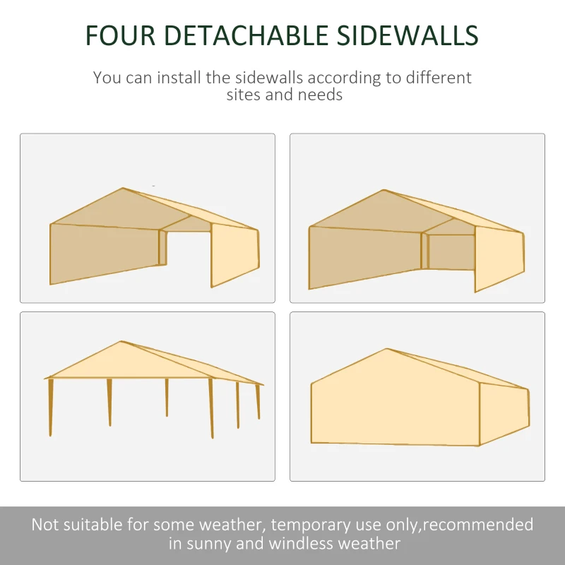 Outsunny 20' x 10' Outdoor Party Tent Gazebo Wedding Canopy with Removable Mesh Sidewalls, White