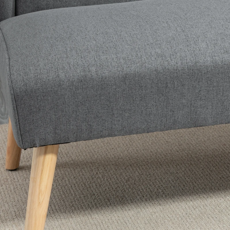 HOMCOM Modern 2-Seat Loveseat, 45" Button Tufted Fabric Upholstered Sofa Couch with Rubberwood Legs for Living Room, Grey