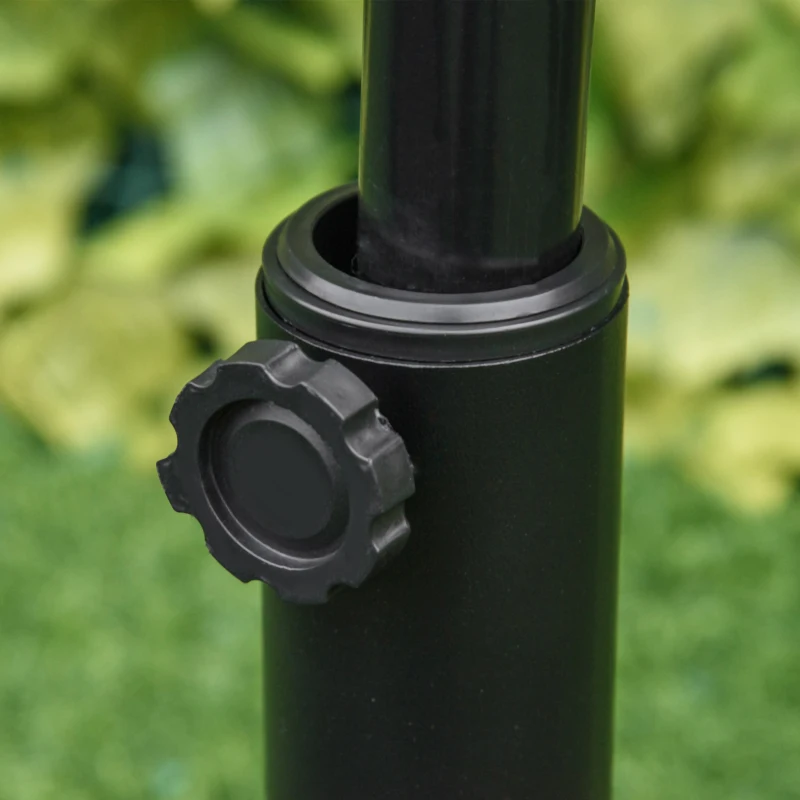 Outsunny 21 lbs. Market Umbrella Base Holder 18" Heavy Duty Round Parasol Stand with Rattan Design for Patio, Black