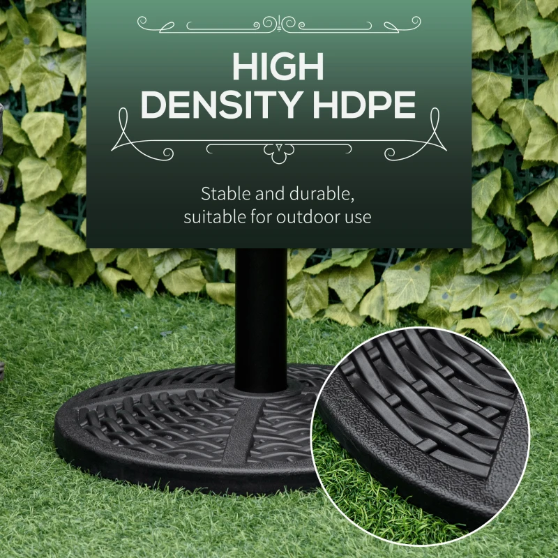 Outsunny 21 lbs. Market Umbrella Base Holder 18" Heavy Duty Round Parasol Stand with Rattan Design for Patio, Black