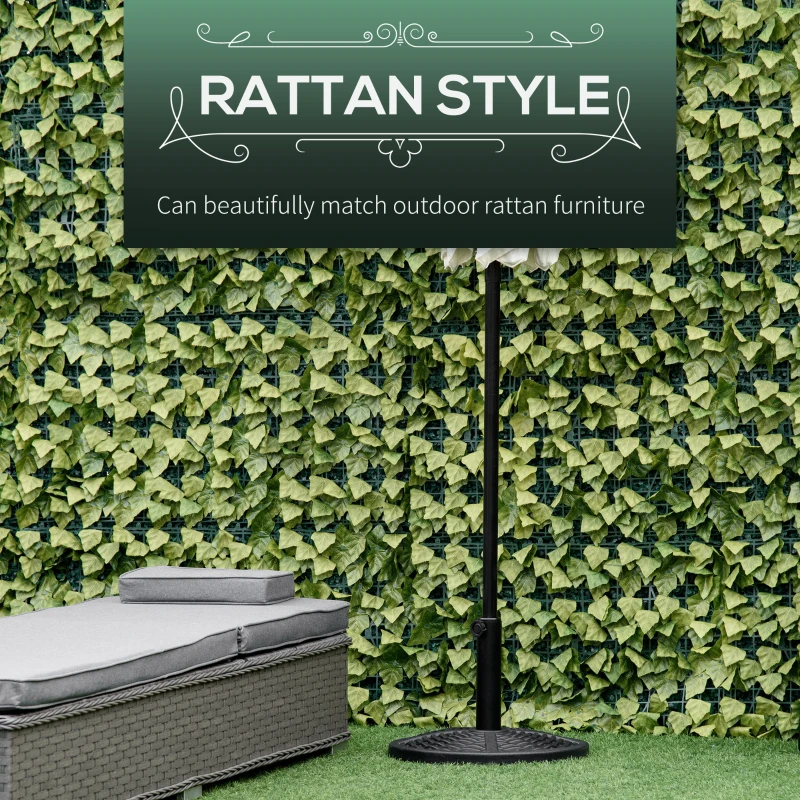 Outsunny 21 lbs. Market Umbrella Base Holder 18" Heavy Duty Round Parasol Stand with Rattan Design for Patio, Black