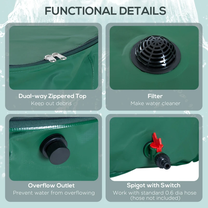 Outsunny 60 Gallon Collapsible Rain Barrel, Portable Water Storage Tank Rainwater Catcher Collection System with Filter Spigot Overflow Kit