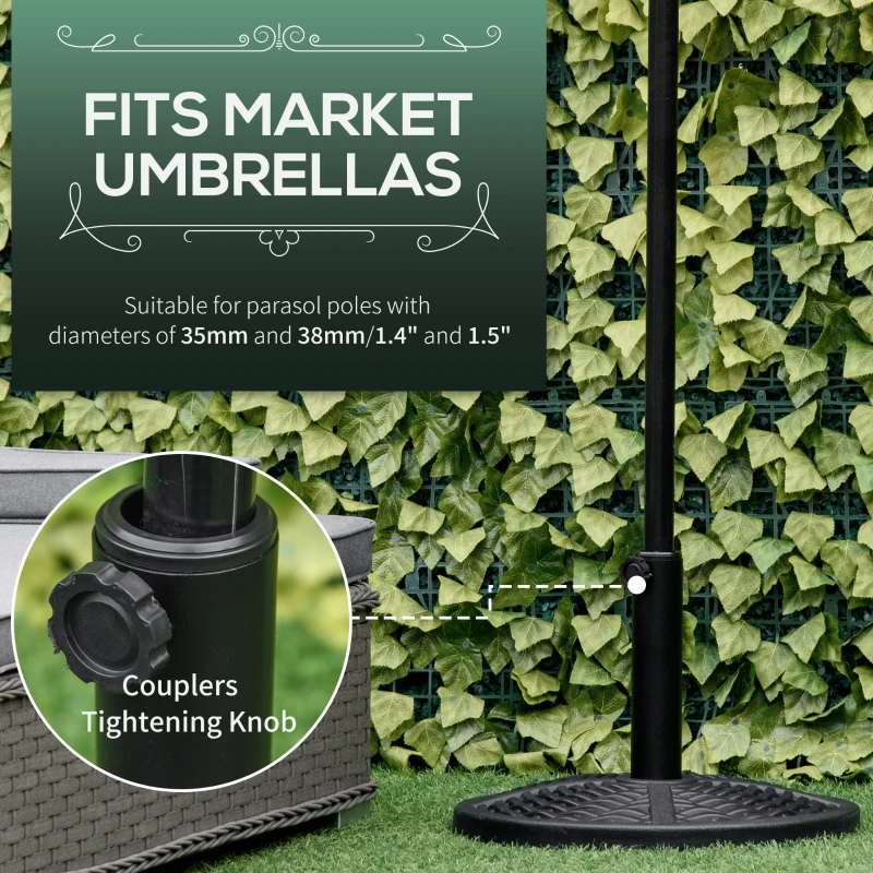 Outsunny 21 lbs. Market Umbrella Base Holder 18" Heavy Duty Round Parasol Stand with Rattan Design for Patio, Black