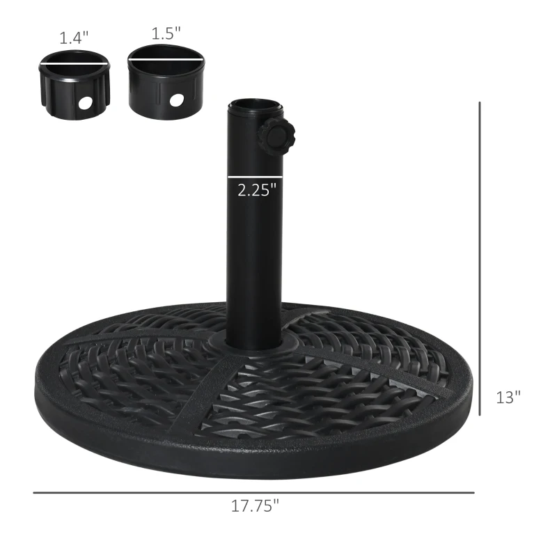 Outsunny 21 lbs. Market Umbrella Base Holder 18" Heavy Duty Round Parasol Stand with Rattan Design for Patio, Black