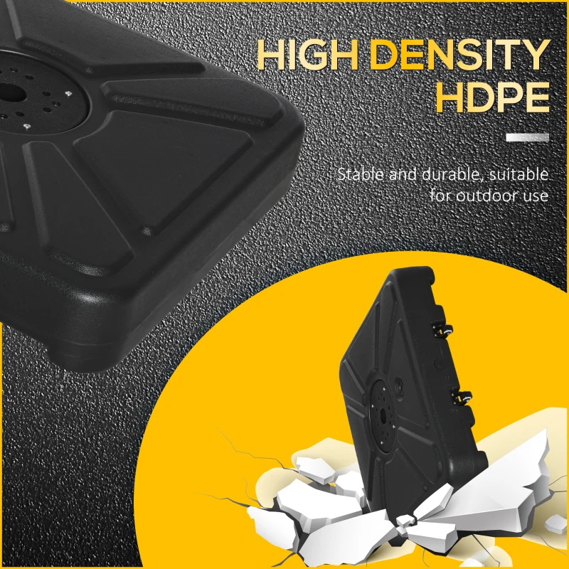 Outsunny Offset Patio Umbrella Base Stand Cantilever Umrella Holder Weight w/ Wheels, Sand or Water Filled, 176 lb Capacity Water or 264 lb Capacity Sand, Black