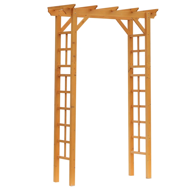 Outsunny 85" Wooden Garden Arbor for Wedding and Ceremony, Outdoor Garden Arch Trellis for Climbing Vines, Fir Wood, Orange