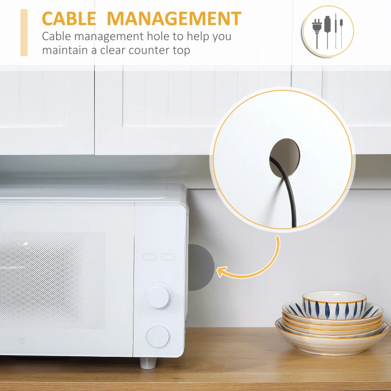 HOMCOM 70.75" Kitchen Pantry Cabinet with Hutch Storage Cabinet Microwave Oven Stand with Drawer, White/Oak