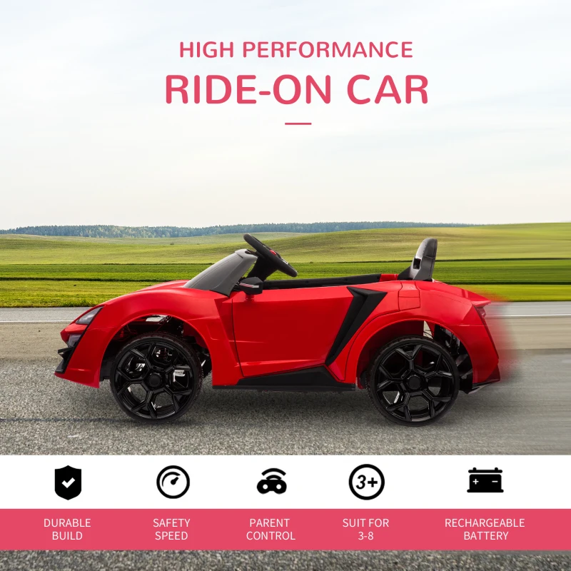 Aosom Ride On Car for Kids  6V Electric Ride-On Car with Parental Remote Control, 2 Speeds, LCD power indicator, Seat Belt (Red)