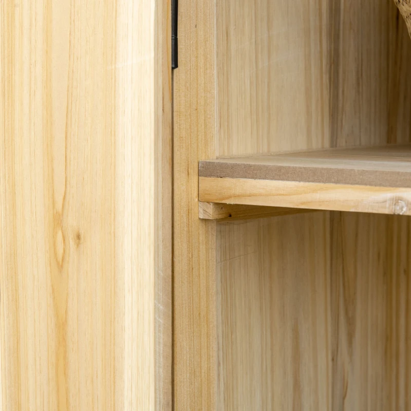 Outsunny Garden Storage Cabinet, Outdoor Tool Shed with Galvanized Top and Two Shelves for Yard Tools or Pool Accessories, Natural