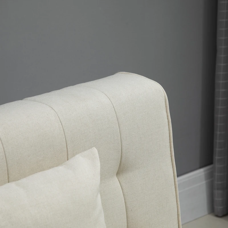 HOMCOM 2-Seater Convertible Sofa Bed with 7 Adjustable Angled Backrest Levels, 2 Pillows, and 5 Steel Legs, Cream White