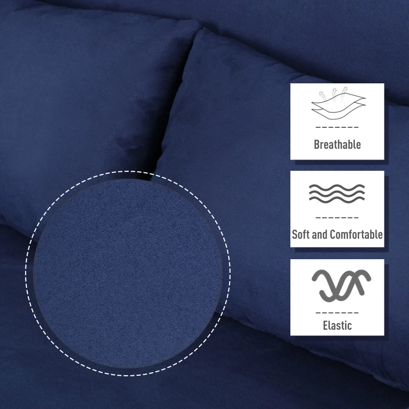 HOMCOM 2-seater Sofa Bed Living Room Folding 5 Position Convertible Sleeper Bed - Blue