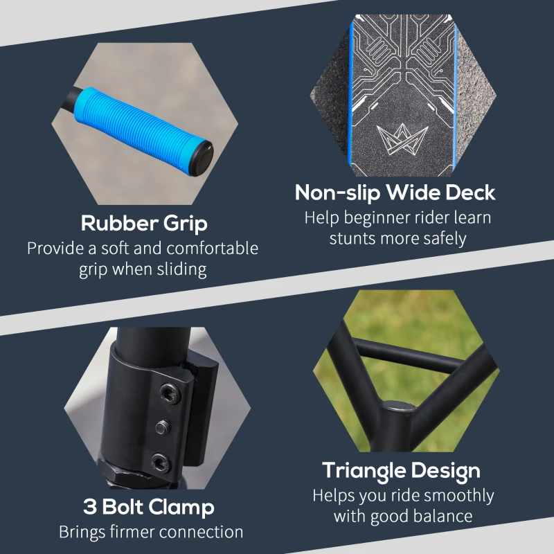 Soozier Stunt Scooter Aluminum Entry Level Freestyle Tricks Scooter Pro Scooter for Beginners w/ Rear Wheel Braking for Teenagers 14 Years and Up Blue